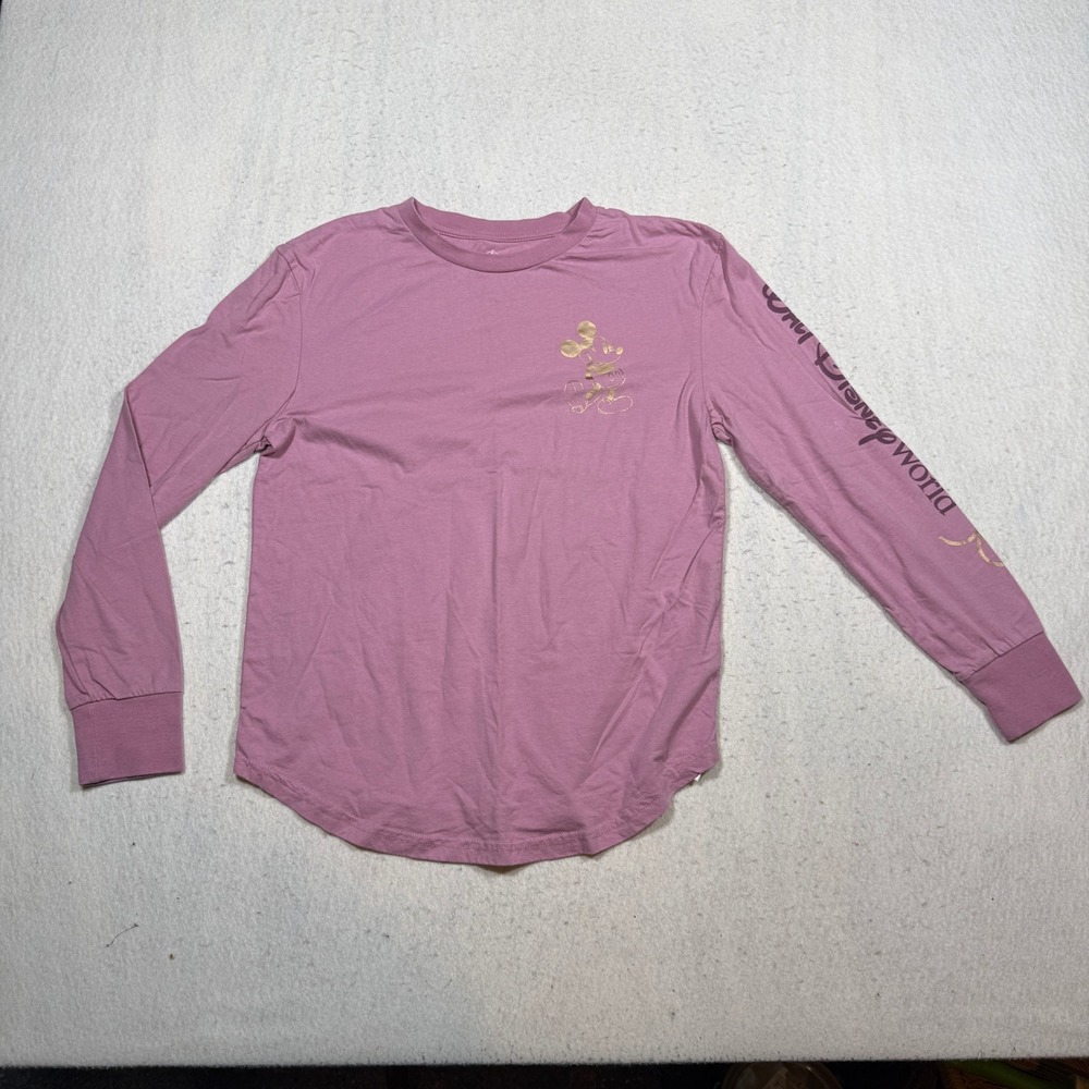 Disney Walt Disney World 50th Anniversary Mickey Mouse Long Sleeve Shirt Pink S